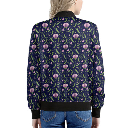 Sweet Pea Floral Pattern Print Women's Bomber Jacket