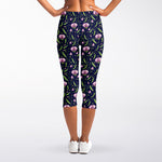 Sweet Pea Floral Pattern Print Women's Capri Leggings