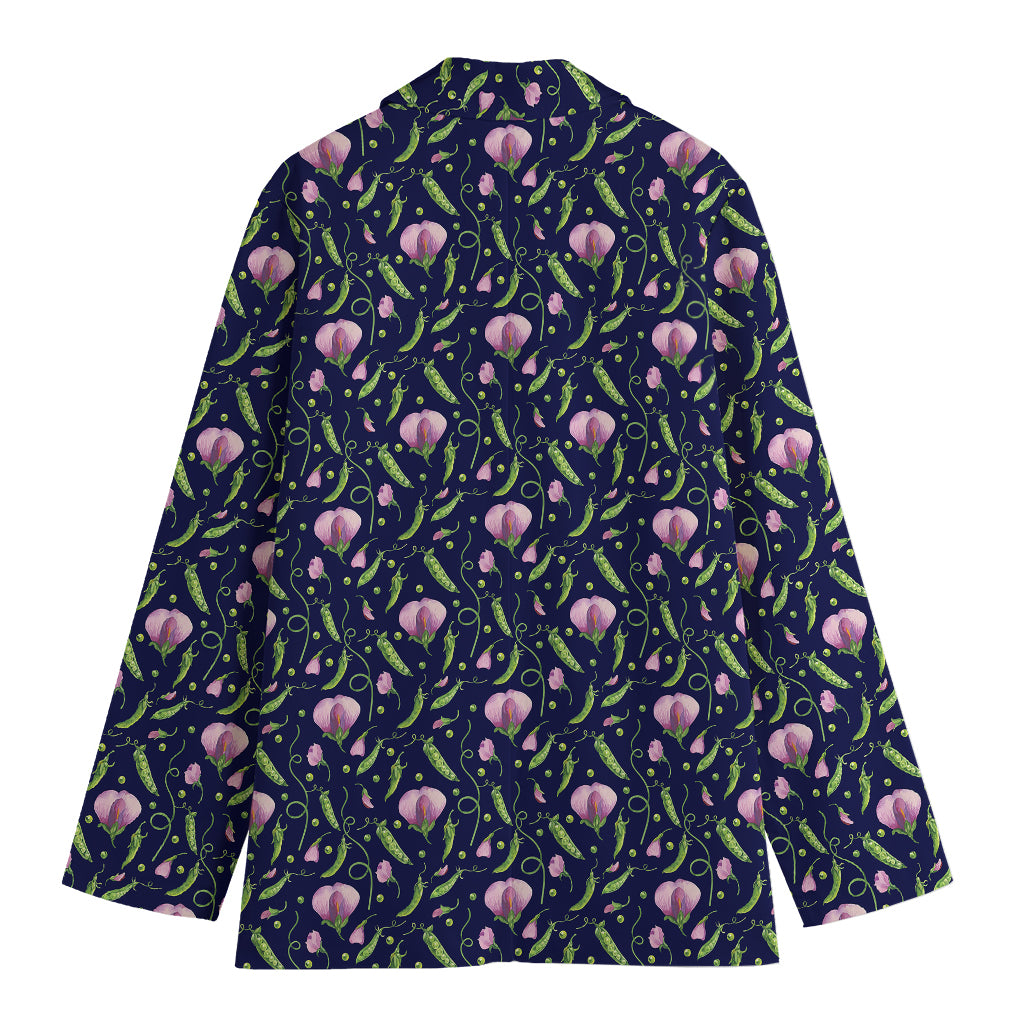 Sweet Pea Floral Pattern Print Women's Cotton Blazer