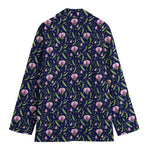 Sweet Pea Floral Pattern Print Women's Cotton Blazer
