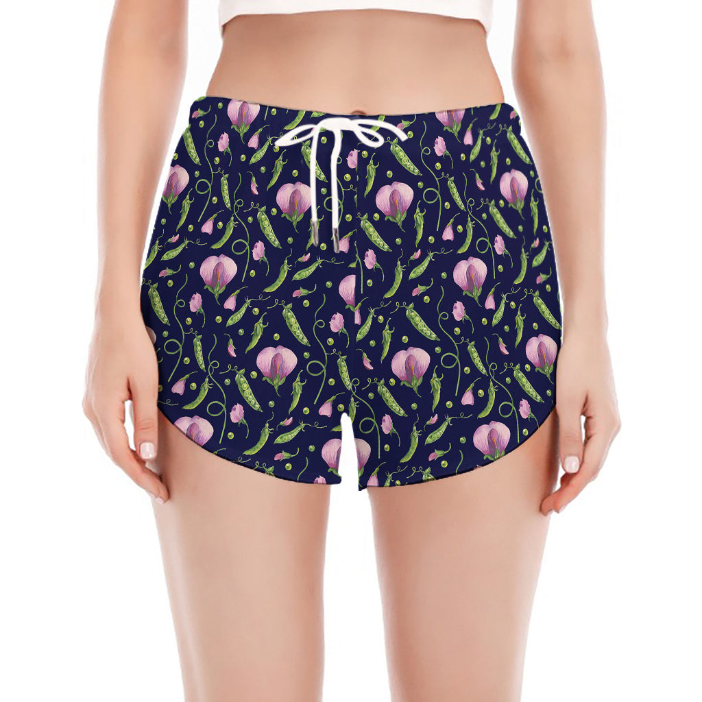 Sweet Pea Floral Pattern Print Women's Split Running Shorts