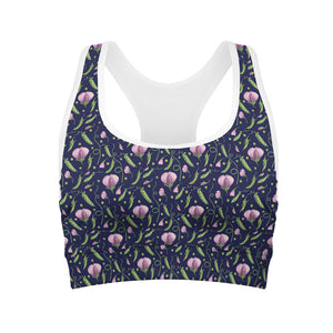 Sweet Pea Floral Pattern Print Women's Sports Bra