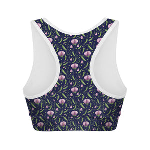 Sweet Pea Floral Pattern Print Women's Sports Bra