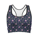 Sweet Pea Floral Pattern Print Women's Sports Bra