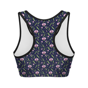 Sweet Pea Floral Pattern Print Women's Sports Bra