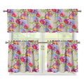 Sweet Pea Flower Pattern Print 3 Piece Kitchen Curtains