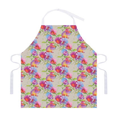 Sweet Pea Flower Pattern Print Adjustable Apron