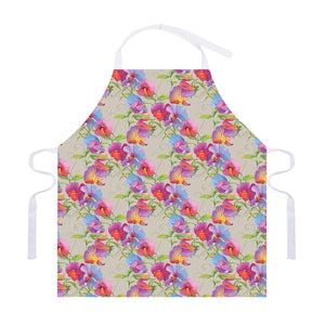 Sweet Pea Flower Pattern Print Adjustable Apron