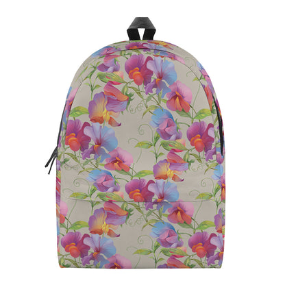 Sweet Pea Flower Pattern Print Backpack