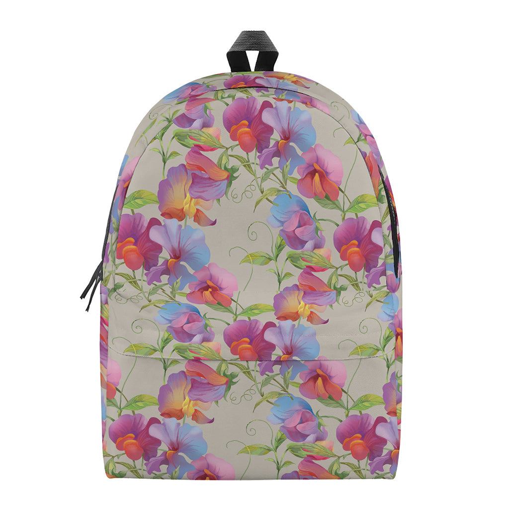 Sweet Pea Flower Pattern Print Backpack