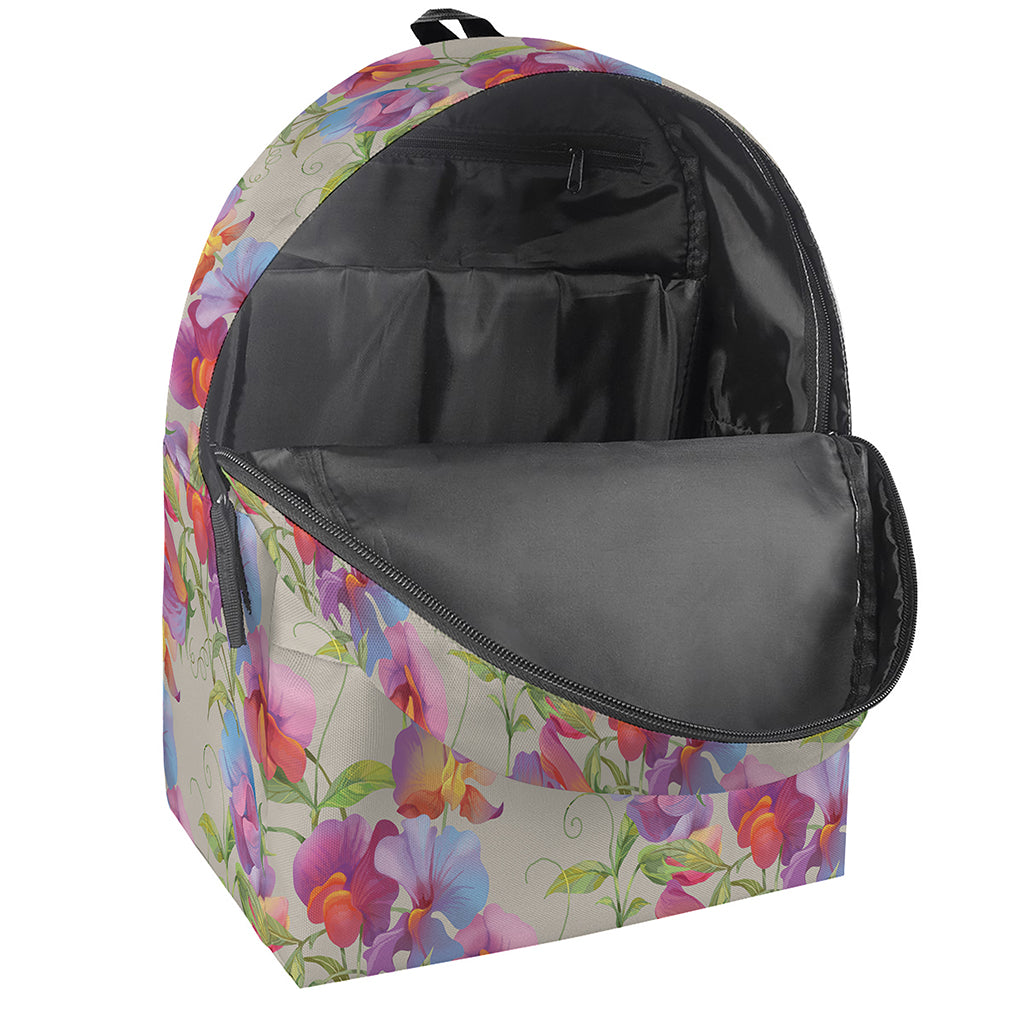 Sweet Pea Flower Pattern Print Backpack