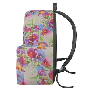 Sweet Pea Flower Pattern Print Backpack