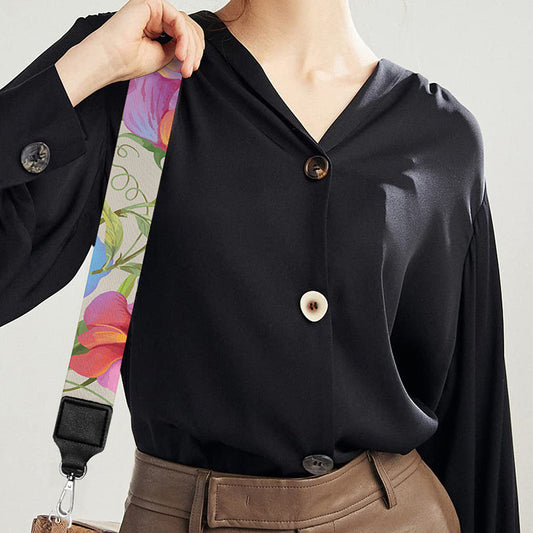 Sweet Pea Flower Pattern Print Bag Strap