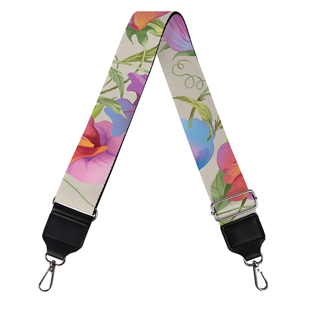 Sweet Pea Flower Pattern Print Bag Strap