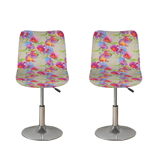 Sweet Pea Flower Pattern Print Bar Stool Covers
