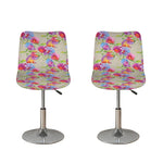 Sweet Pea Flower Pattern Print Bar Stool Covers