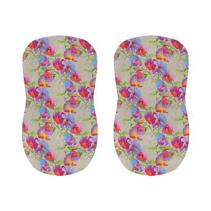 Sweet Pea Flower Pattern Print Bar Stool Covers