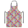 Sweet Pea Flower Pattern Print Bib Apron With Pocket