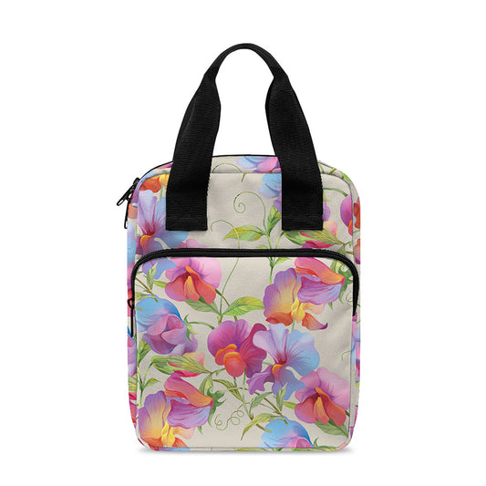 Sweet Pea Flower Pattern Print Bible Tote Bag