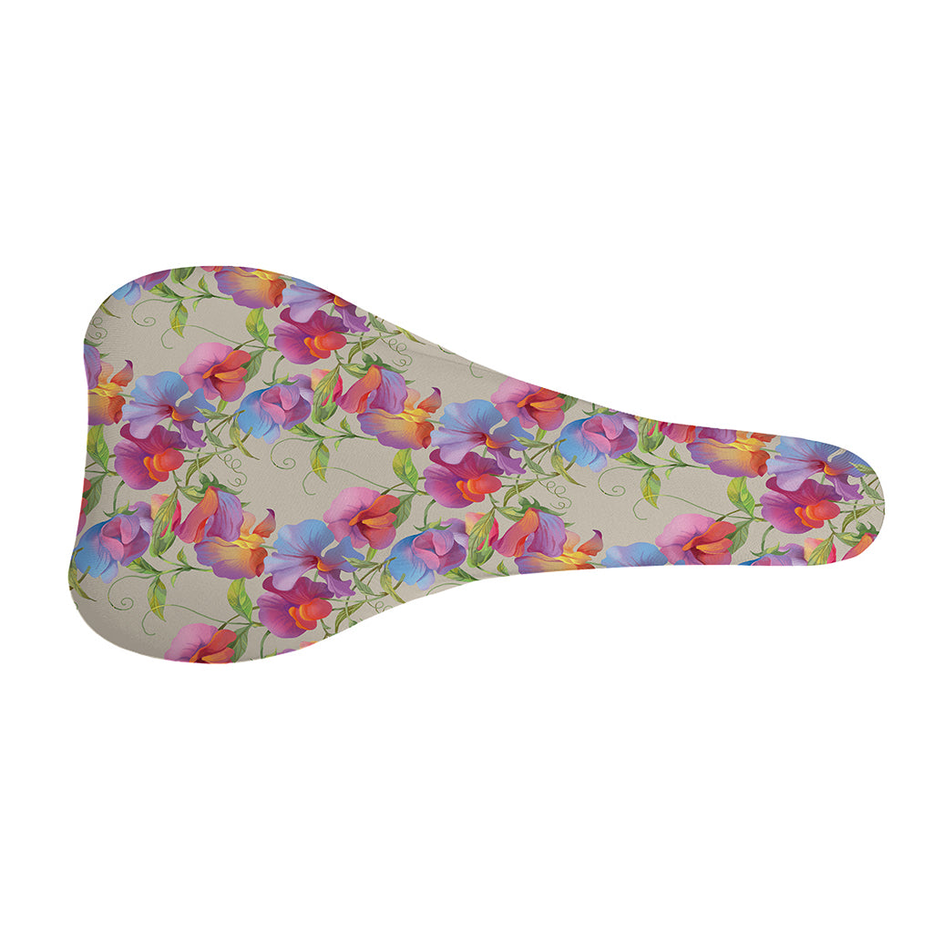 Sweet Pea Flower Pattern Print Bicycle Seat Cover