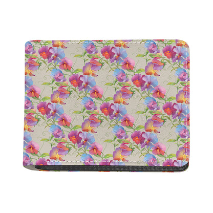 Sweet Pea Flower Pattern Print Bifold Wallet