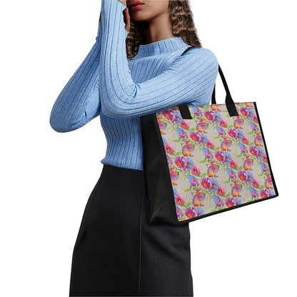 Sweet Pea Flower Pattern Print Canvas Tote Bag