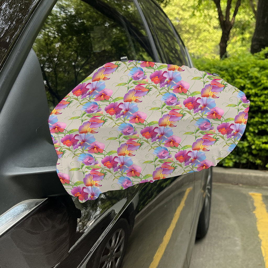 Sweet Pea Flower Pattern Print Car Side Mirror Covers