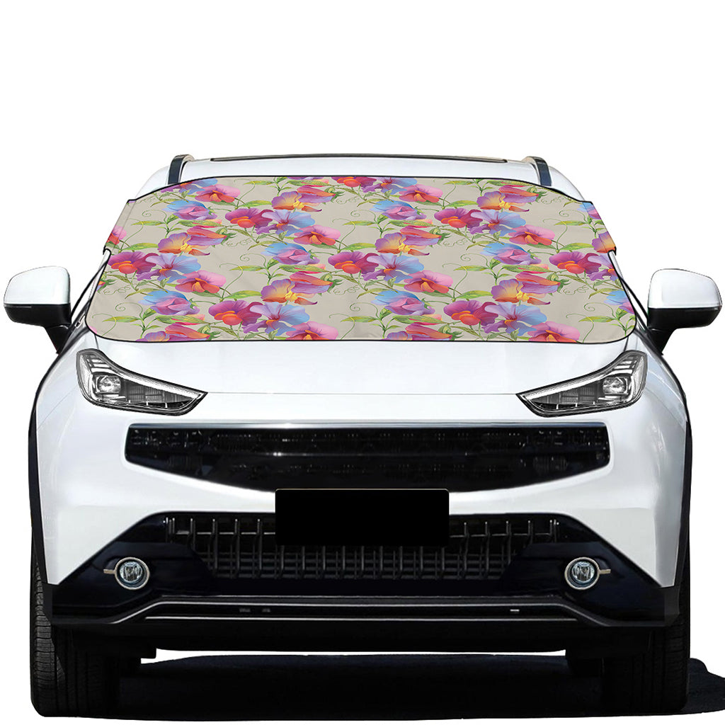 Sweet Pea Flower Pattern Print Car Windshield Snow Cover