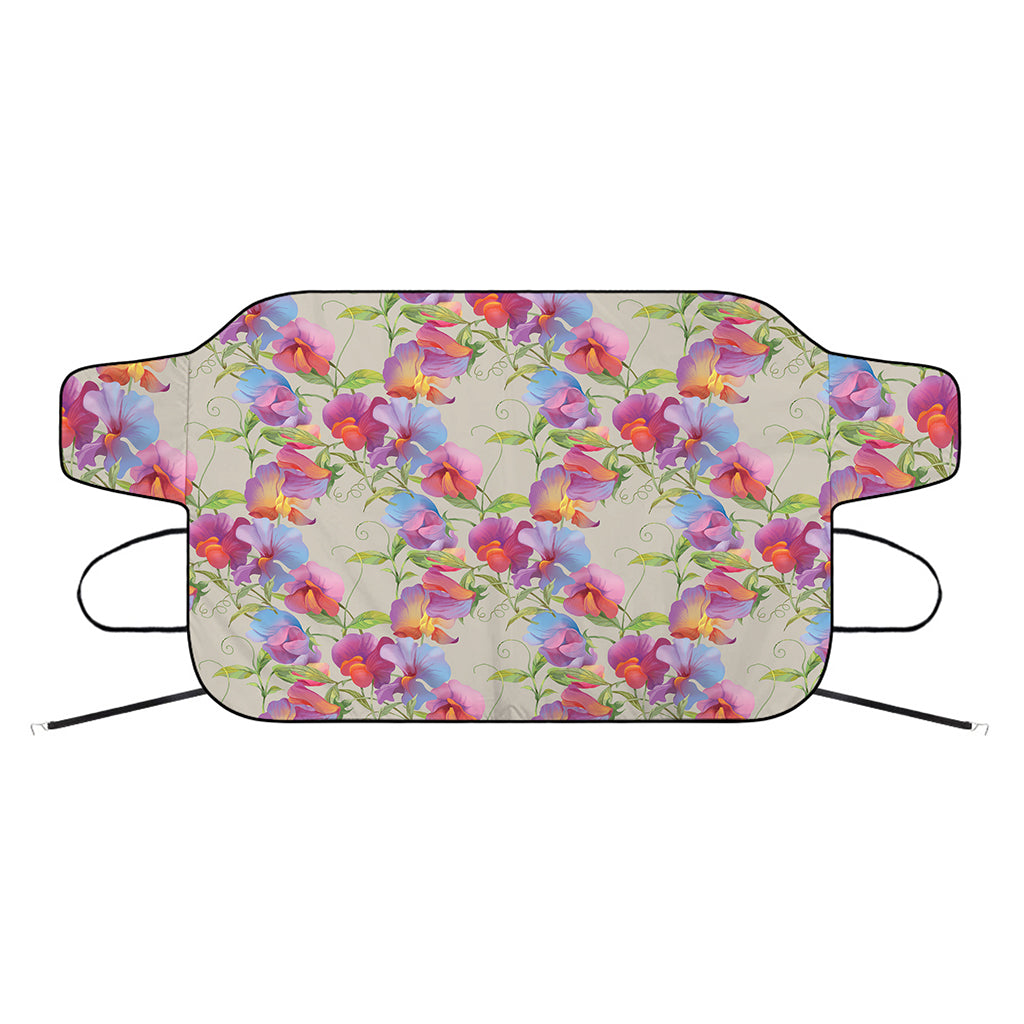 Sweet Pea Flower Pattern Print Car Windshield Snow Cover