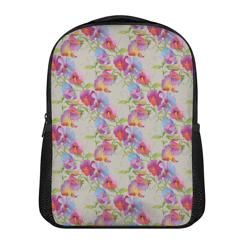 Sweet Pea Flower Pattern Print Casual Backpack