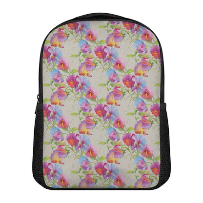 Sweet Pea Flower Pattern Print Casual Backpack