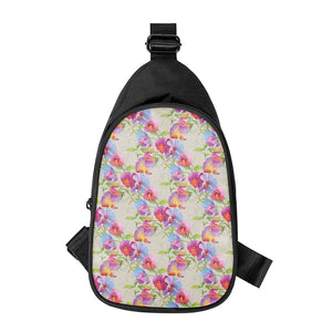 Sweet Pea Flower Pattern Print Chest Bag