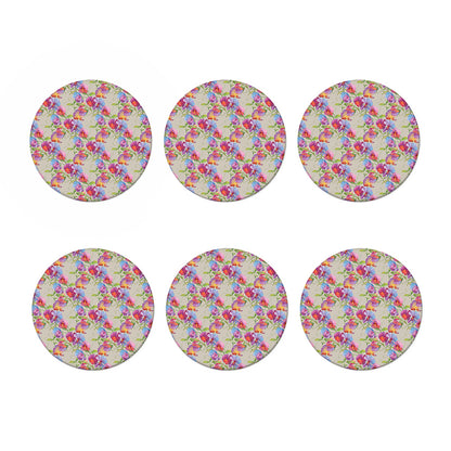 Sweet Pea Flower Pattern Print Coaster Set