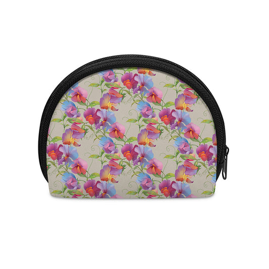 Sweet Pea Flower Pattern Print Coin Purse