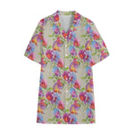 Sweet Pea Flower Pattern Print Cotton Hawaiian Shirt
