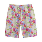 Sweet Pea Flower Pattern Print Cotton Shorts
