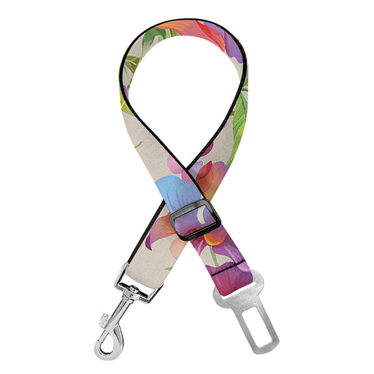 Sweet Pea Flower Pattern Print Dog Seat Belt