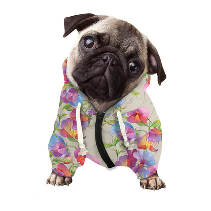 Sweet Pea Flower Pattern Print Dog Zip Up Hoodie