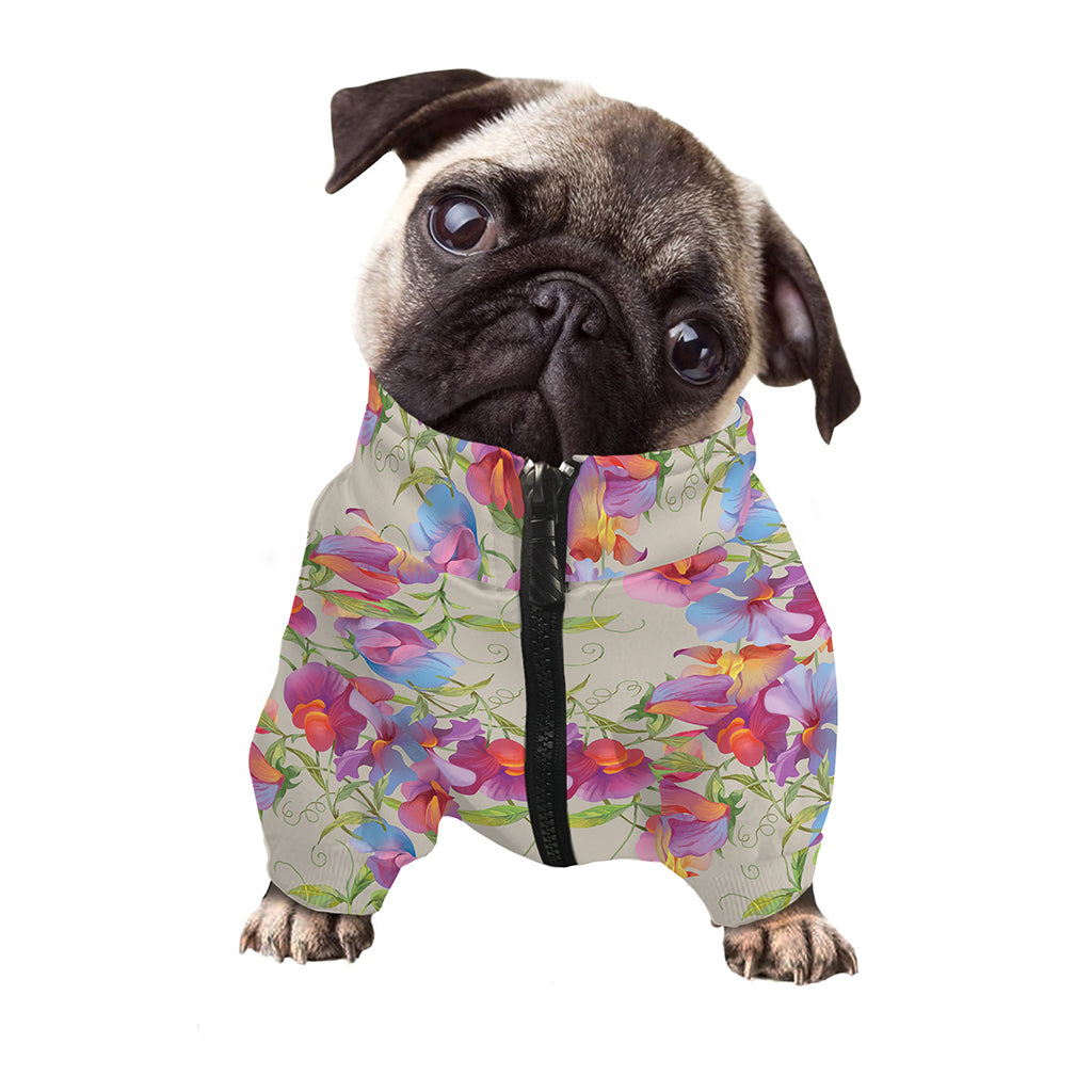 Sweet Pea Flower Pattern Print Dog Zip Up Jacket