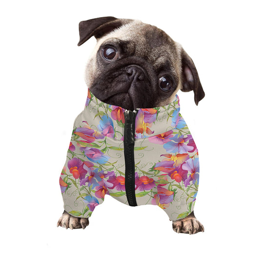 Sweet Pea Flower Pattern Print Dog Zip Up Jacket