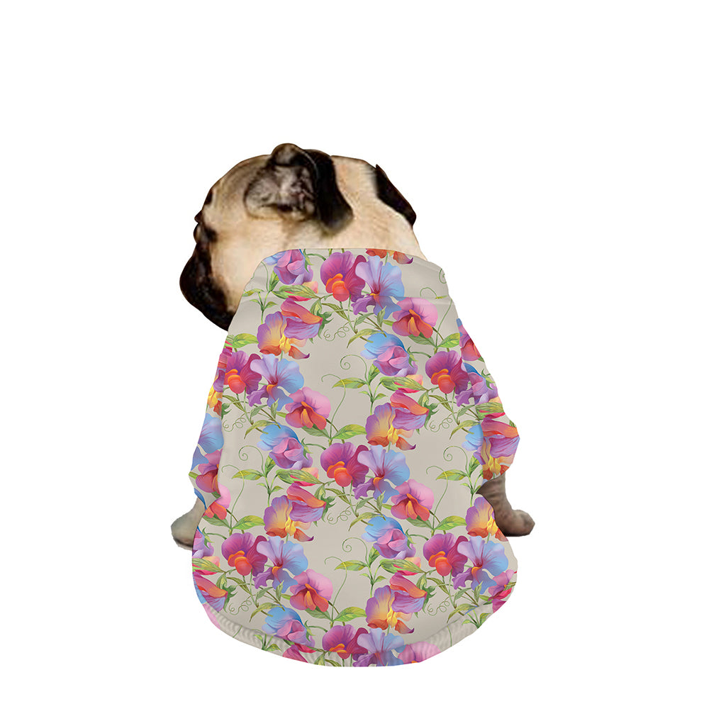 Sweet Pea Flower Pattern Print Dog Zip Up Jacket