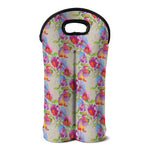 Sweet Pea Flower Pattern Print Double Neoprene Wine Tote