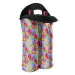 Sweet Pea Flower Pattern Print Double Neoprene Wine Tote