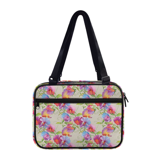 Sweet Pea Flower Pattern Print Double Strap Bible Bag