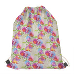 Sweet Pea Flower Pattern Print Drawstring Bag