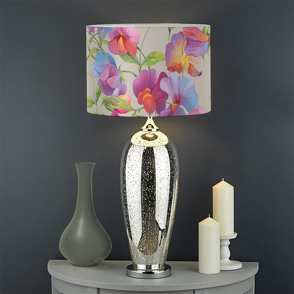Sweet Pea Flower Pattern Print Drum Lamp Shade