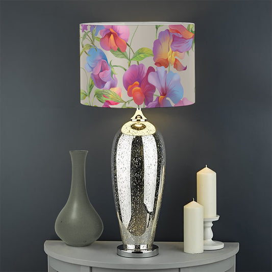 Sweet Pea Flower Pattern Print Drum Lamp Shade