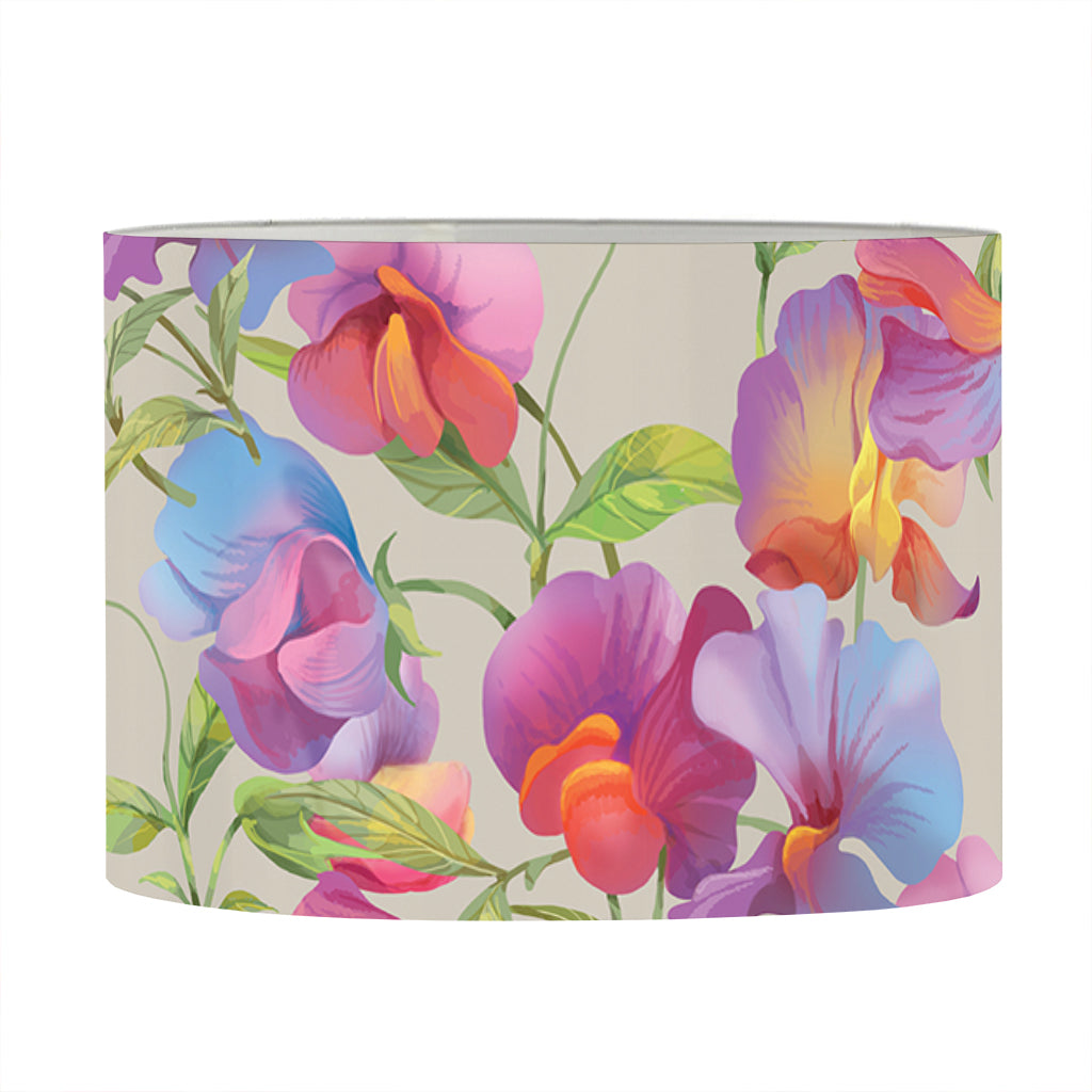 Sweet Pea Flower Pattern Print Drum Lamp Shade
