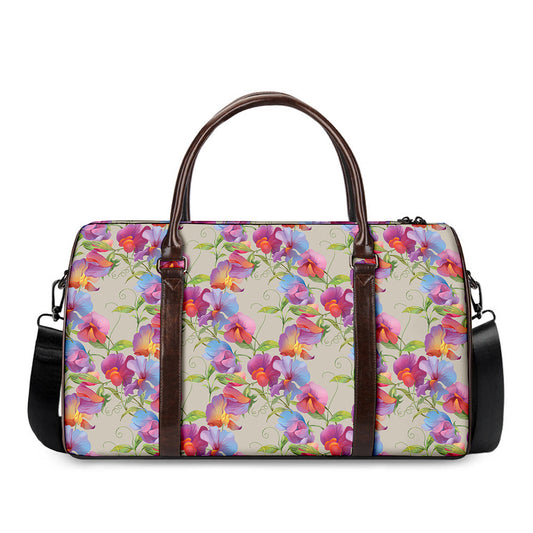 Sweet Pea Flower Pattern Print Duffle Bag
