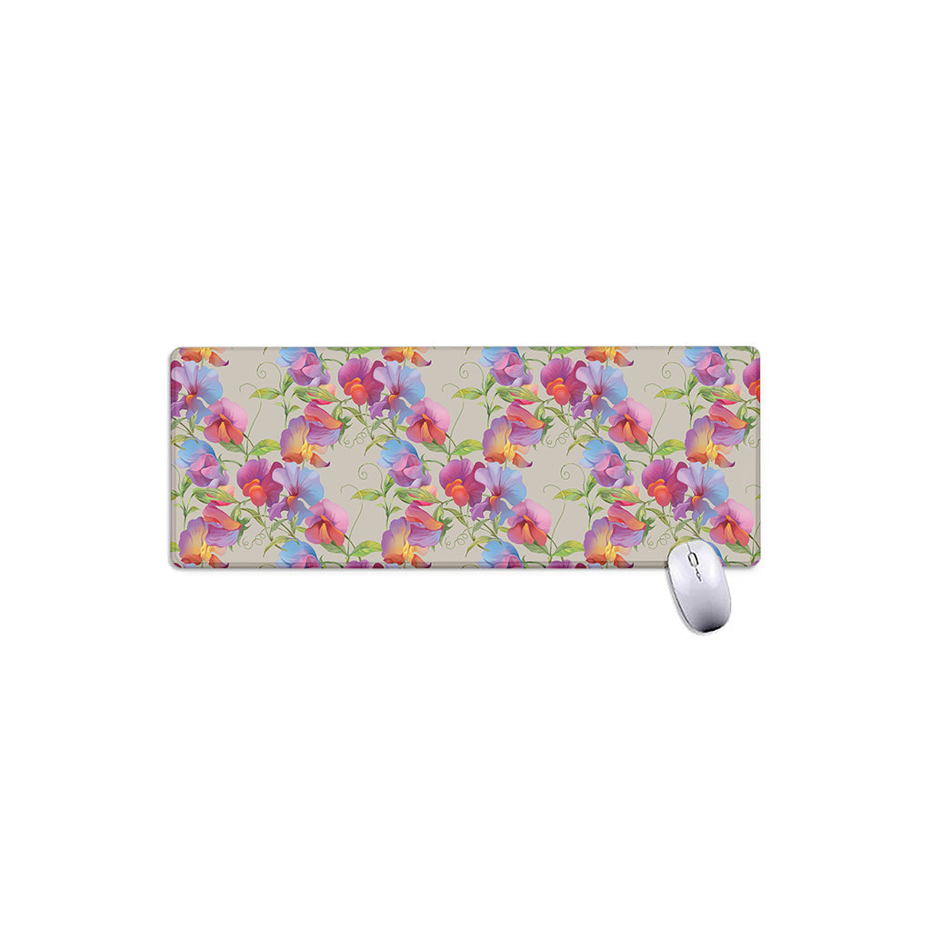 Sweet Pea Flower Pattern Print Extended Mouse Pad
